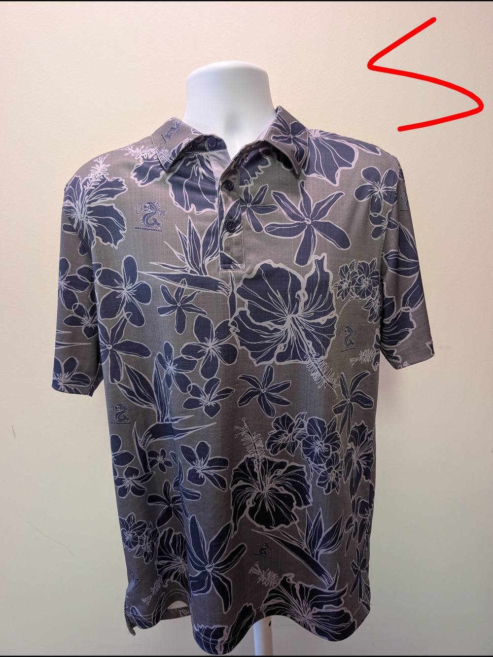 Men's Floral Short-Sleeve Polo - Gray
